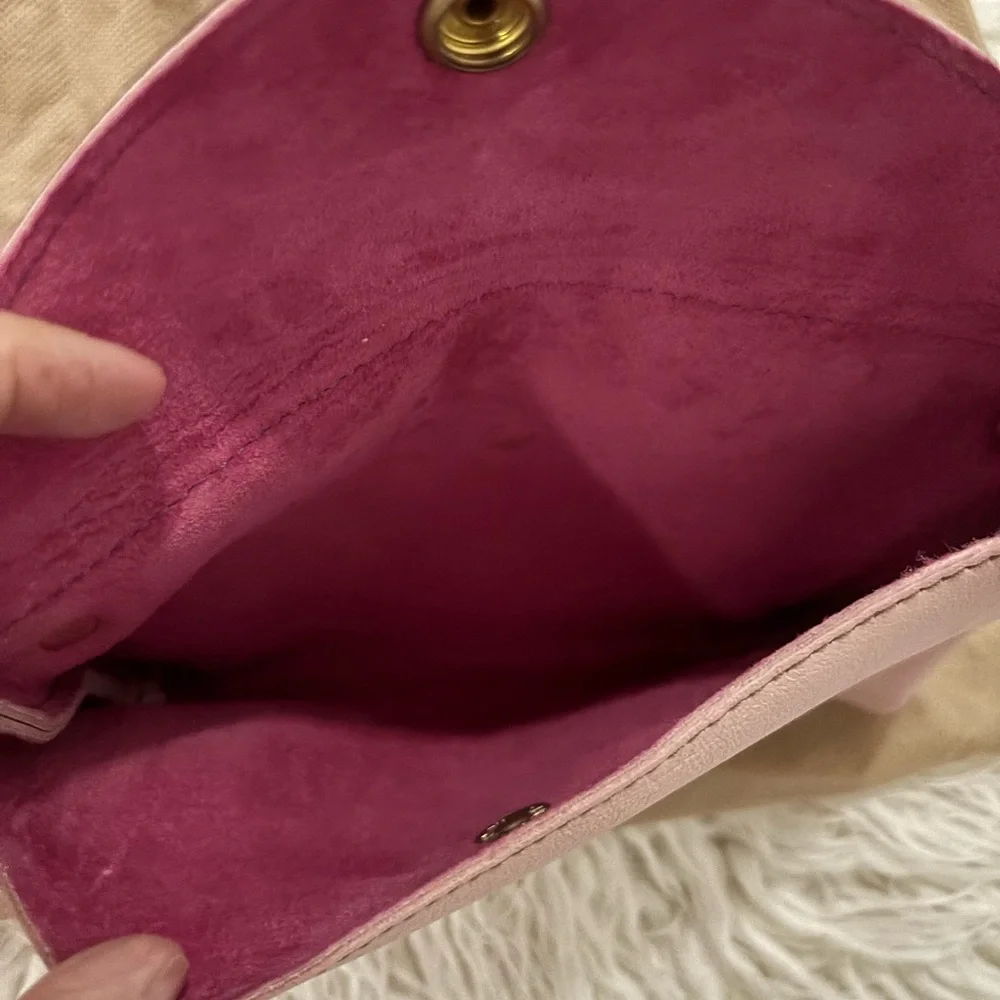 Pink Leather & Monogram Clutch Crossbody – Upcycled by Vintage Boho